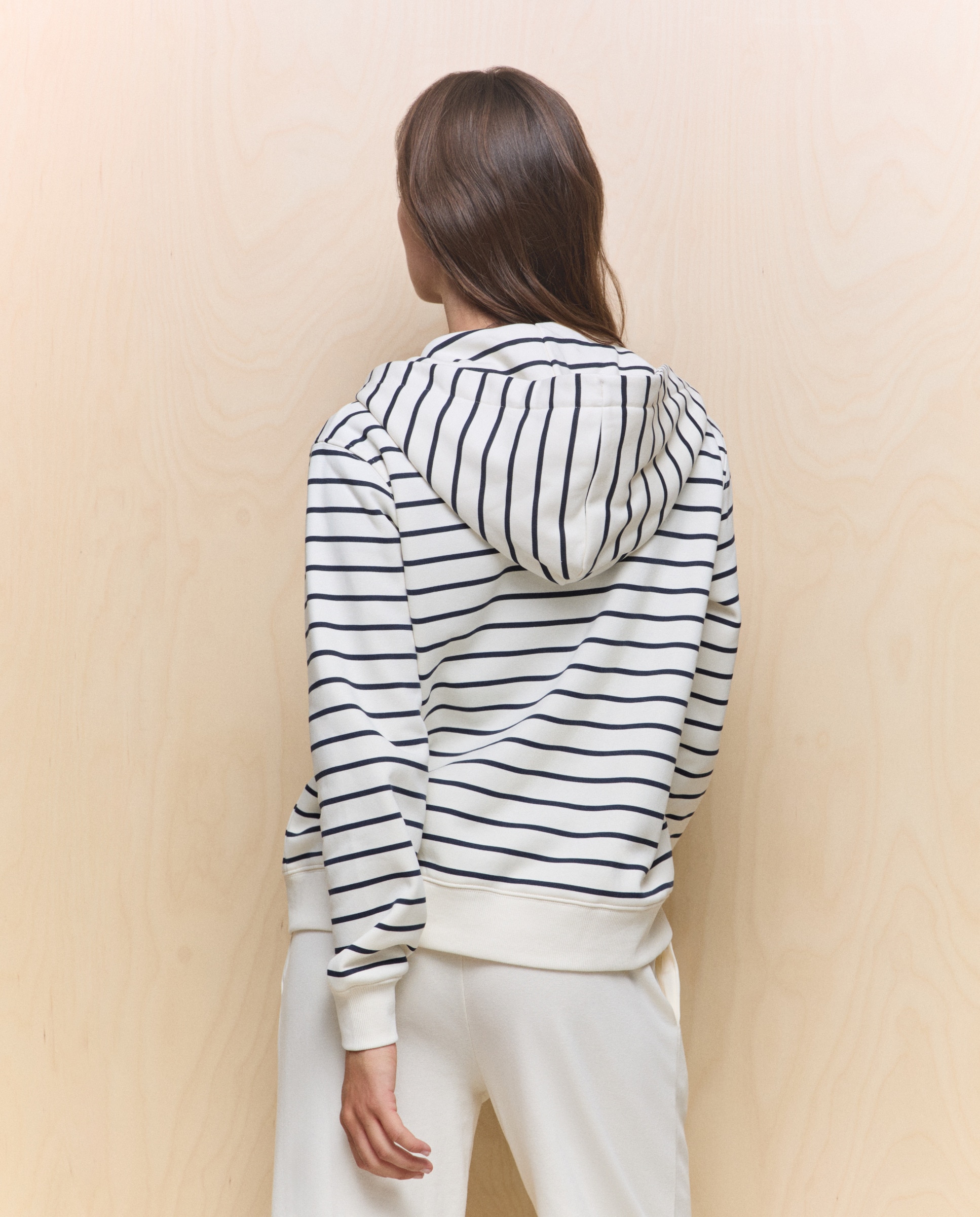 Sweatshirt de mulher com fecho de correr e capuz Branco-3