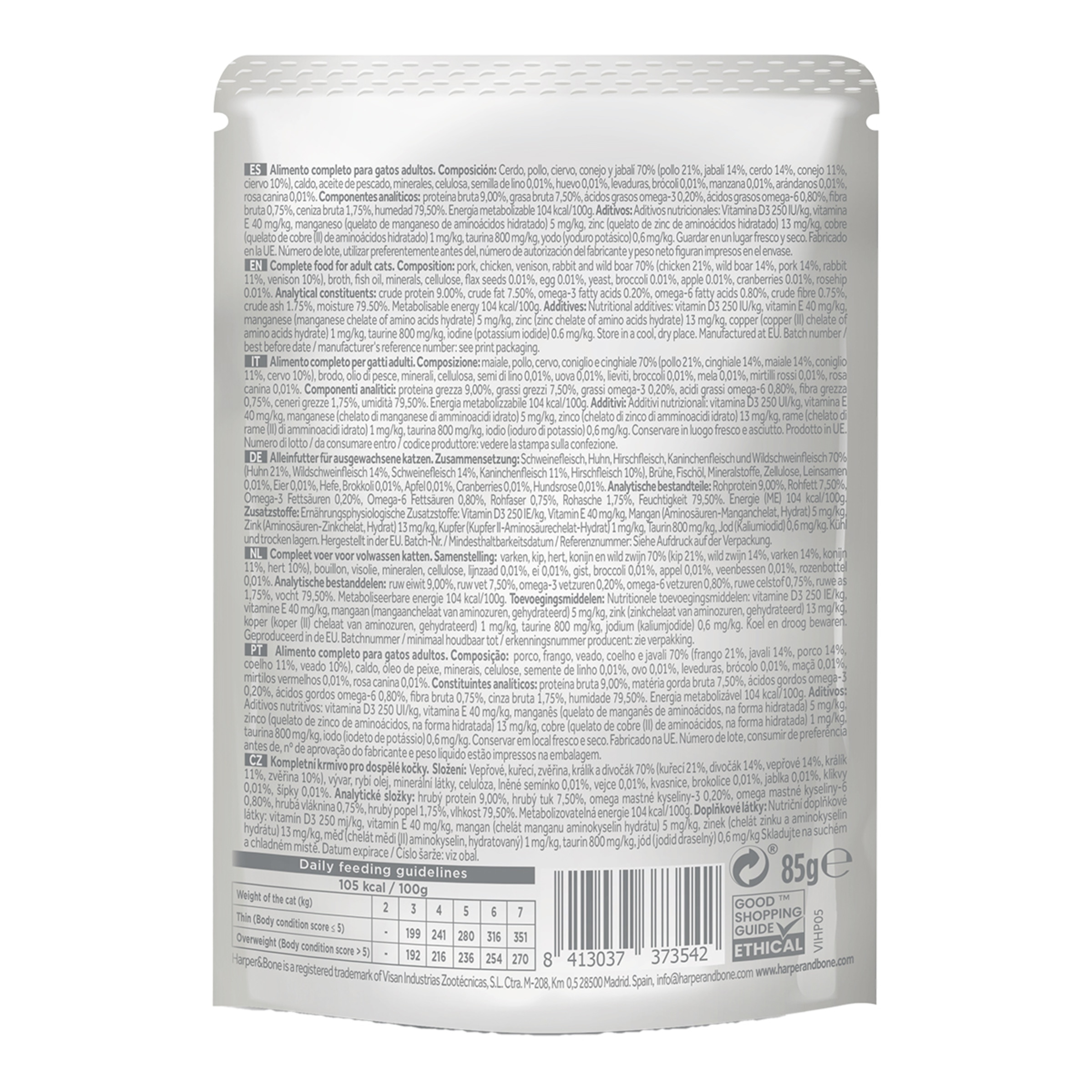 Comida húmeda para gatos adultos Harper & Bone albóndigas Wild Mountain carne 85 g 2