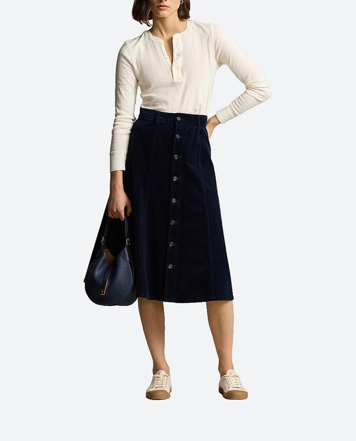 Imagen 0 de Falda midi de algodón con botones