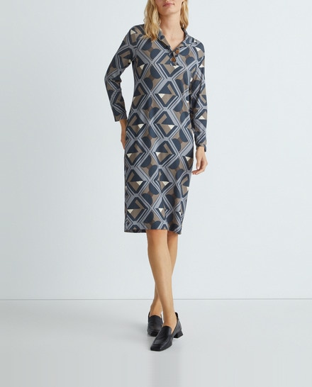 Vestido midi de manga larga y cuello camisero — oferta en Primeriti