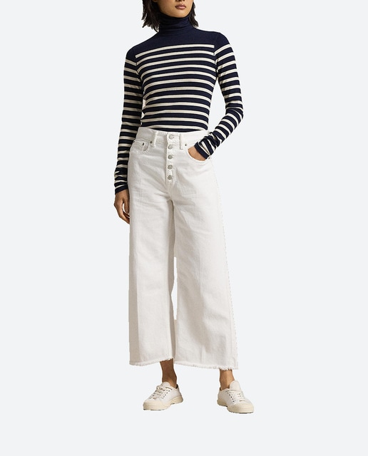 Imagen 0 de Camiseta de mujer de cuello alto con rayas