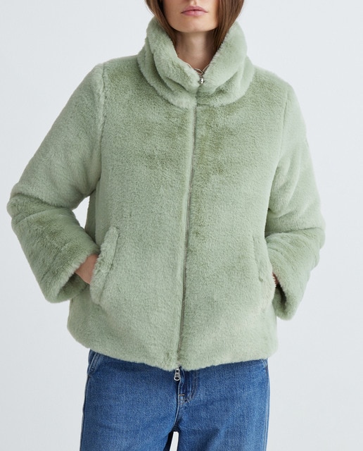 Imagen 0 de Abrigo de mujer reversible con pelo sintético