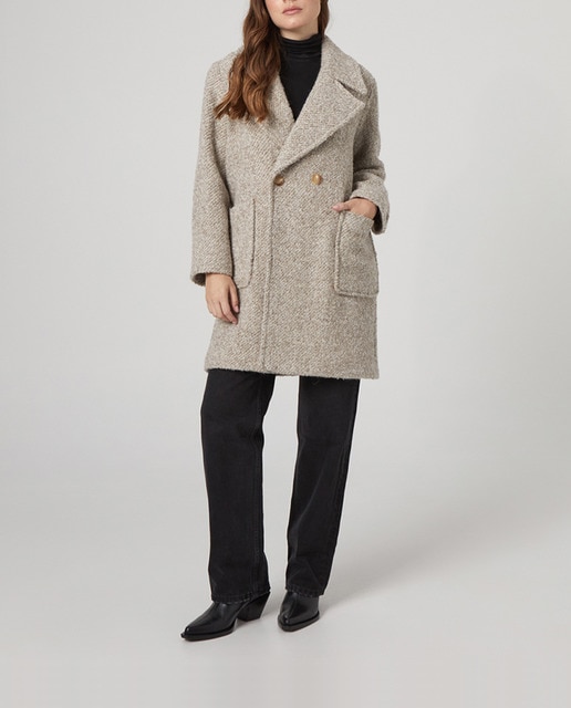 Imagen 0 de Abrigo cruzado solapa fantasia bucle bolsillo plastron de mujer