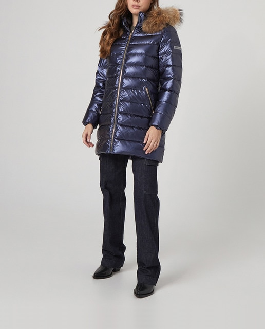 Imagen 0 de Plumifero nailon capucha pelo de mujer