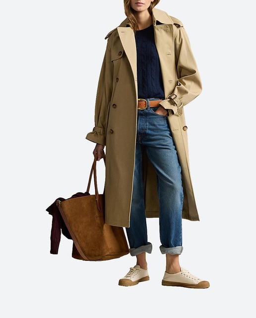 Imagen 0 de Gabardina de mujer de algodón con cinturón