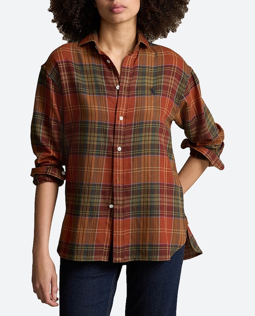 Imagen 0 de Camisa de mujer de manga larga con cuadros