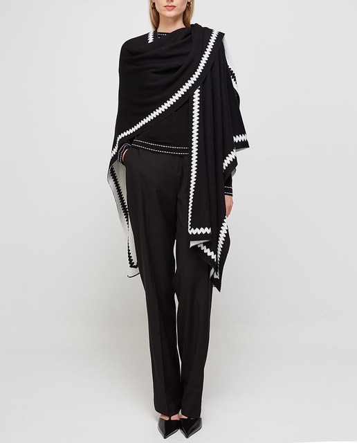 Imagen 0 de Poncho de mujer jaquard en zig -zag