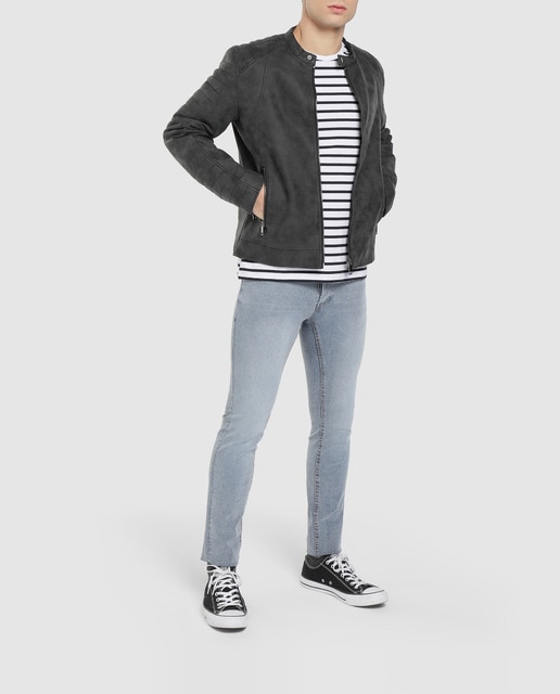 Imagen 0 de Cazadora biker encerada de hombre negra