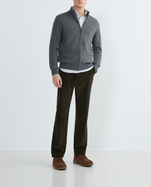 Imagen 0 de Cardigan de hombre con cremallera liso con logo bordado