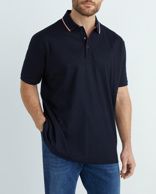 Imagen 0 de Polo de hombre tallas grandes manga corta, contrastes cuello