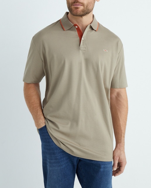 Imagen 0 de Polo de hombre tallas grandes manga corta, liso contraste cuello