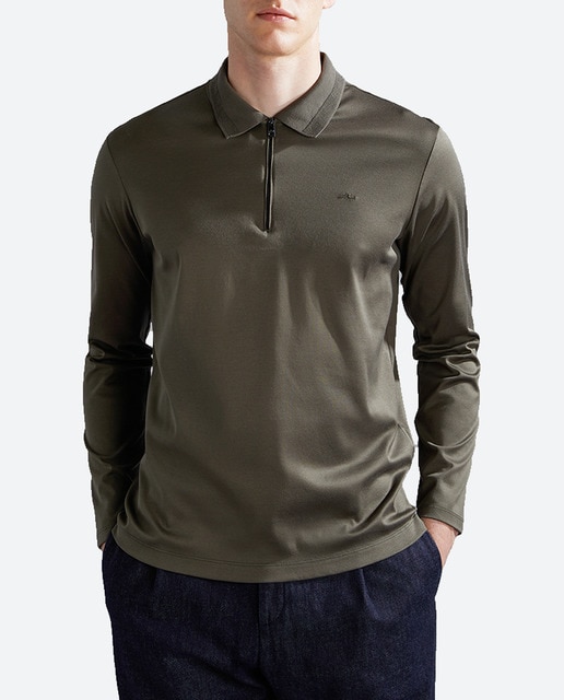 Imagen 0 de Polo de hombre tallas grandes manga larga, media cremallera