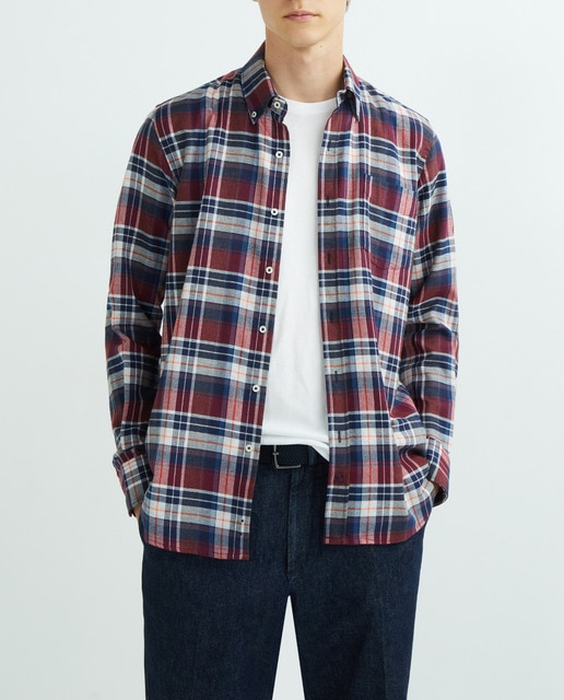 Imagen 0 de Camisa de hombre de manga larga cuadro grande bolsillo en pecho con logo bordado