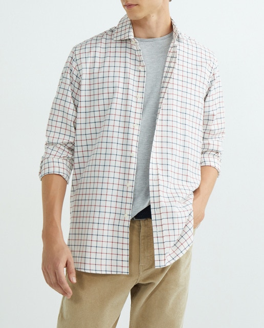 Imagen 0 de Camisa de hombre de manga larga cuadro grande bolsillo en pecho con logo bordado