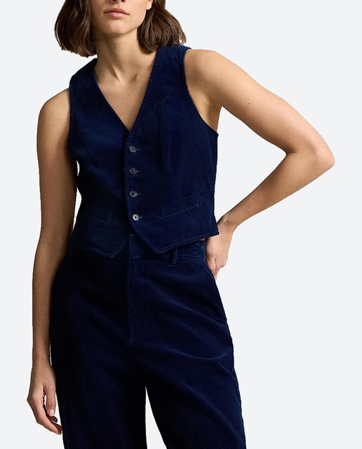 Imagen 0 de Chaleco de mujer de algodón con cuello pico y botones