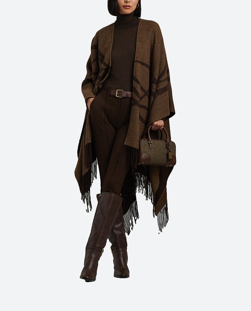 Imagen 0 de Poncho de mujer con estampado y flecos