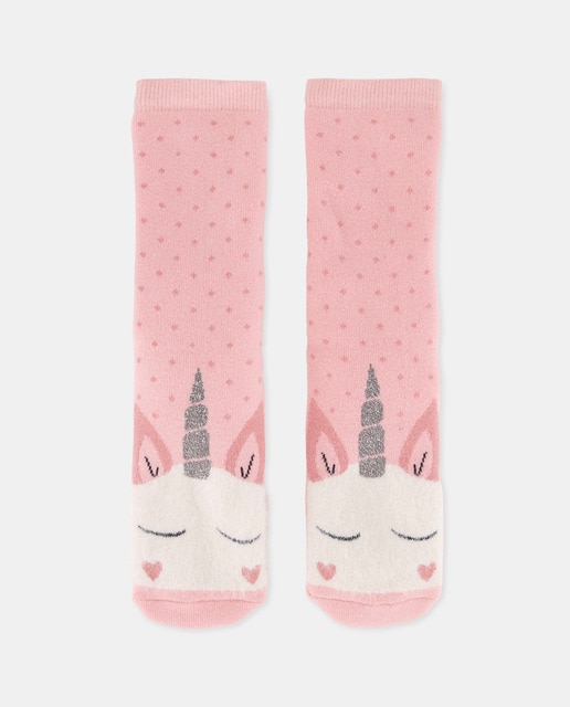 Imagen 0 de Calcetines antideslizantes con estampado unicornio de niña