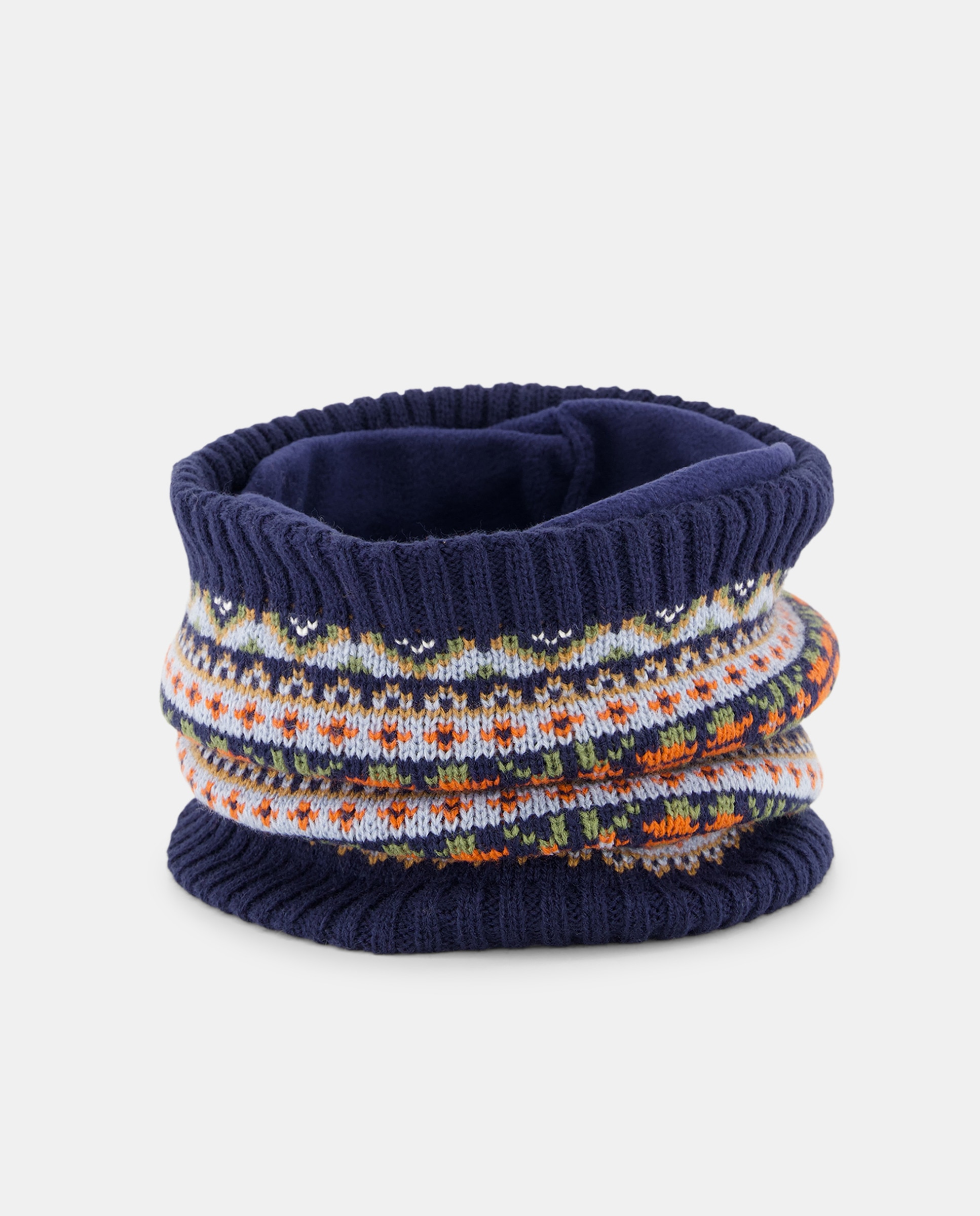 Gola com Jacquard Combinado Azul-marinho-1