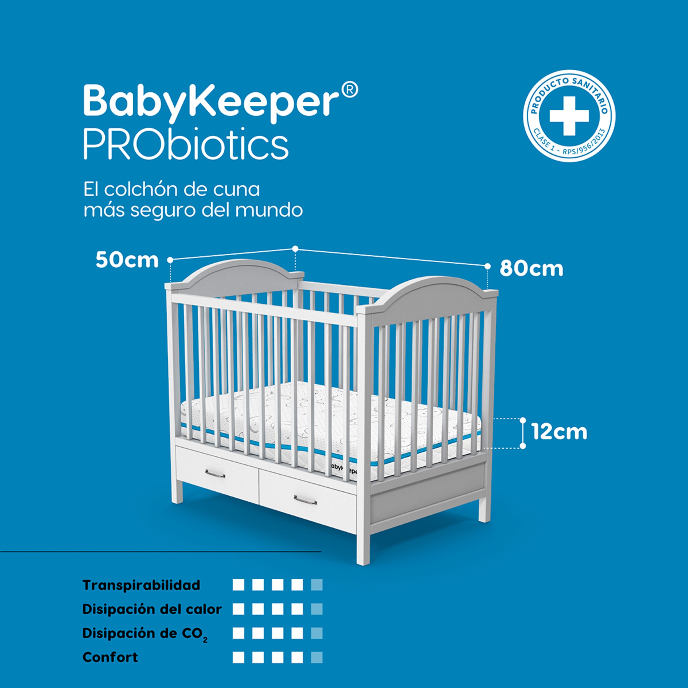 Colchão de Miniberço Probiotics Branco-9