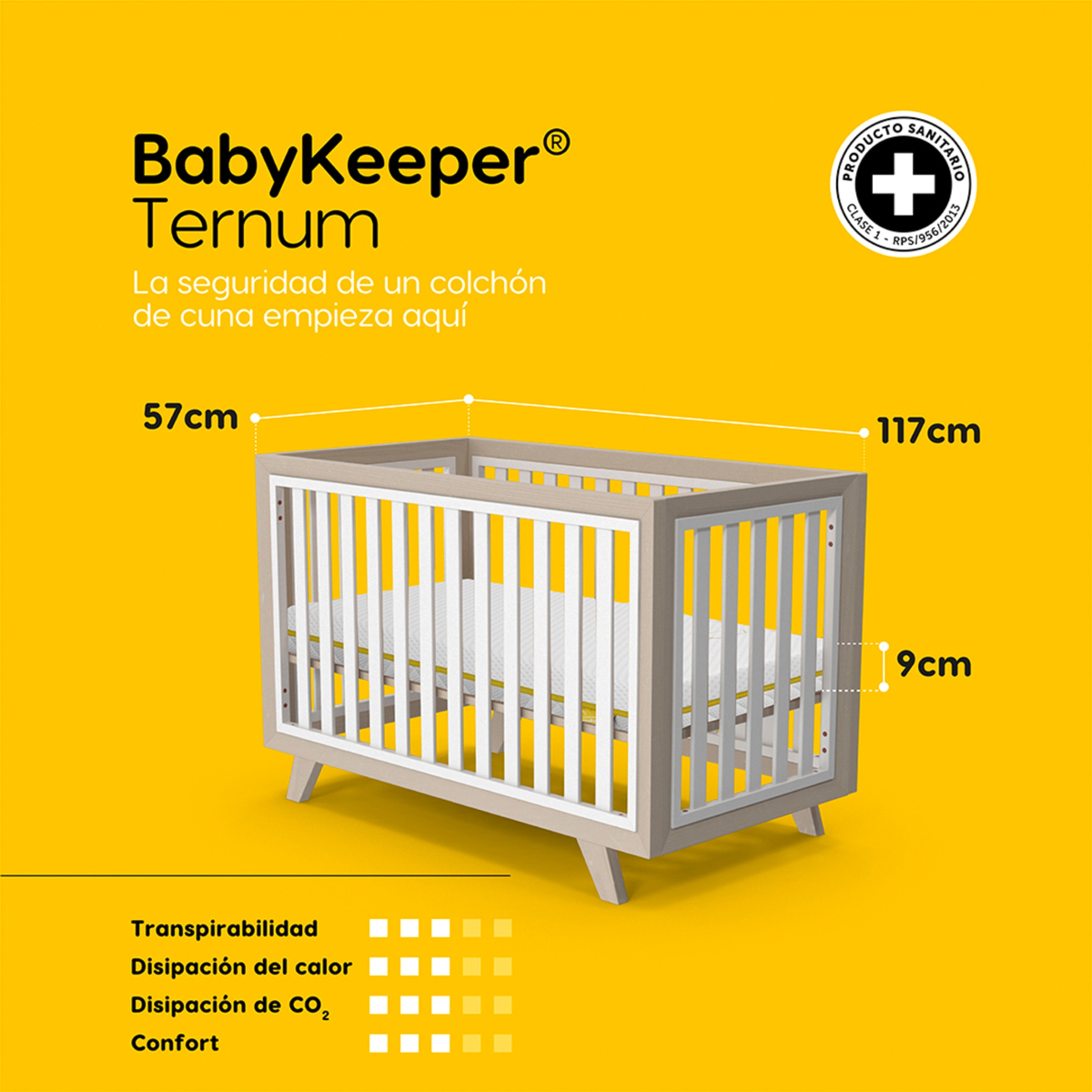 Colchón de cuna y minicuna 2 en 1 Babykeeper Ternum Blanco-7