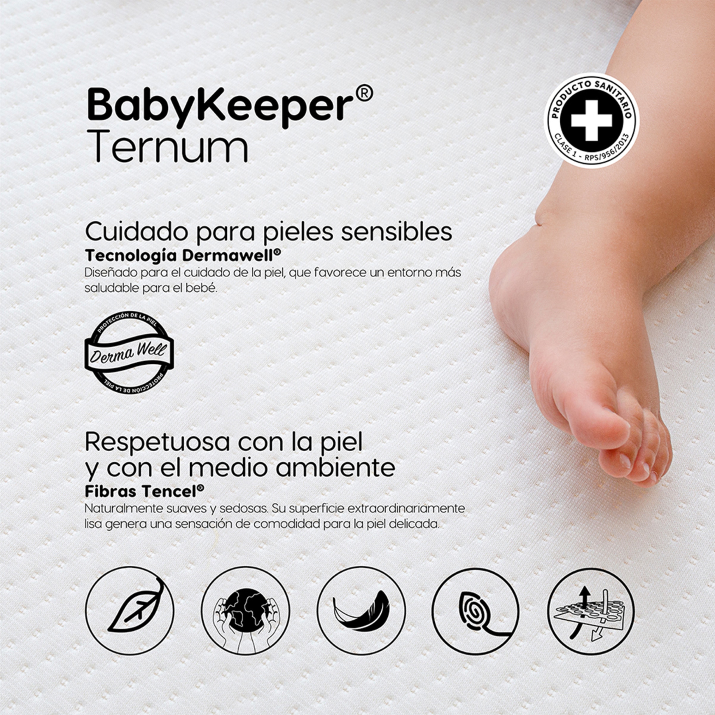 Colchón de cuna y minicuna 2 en 1 Babykeeper Ternum Blanco-5