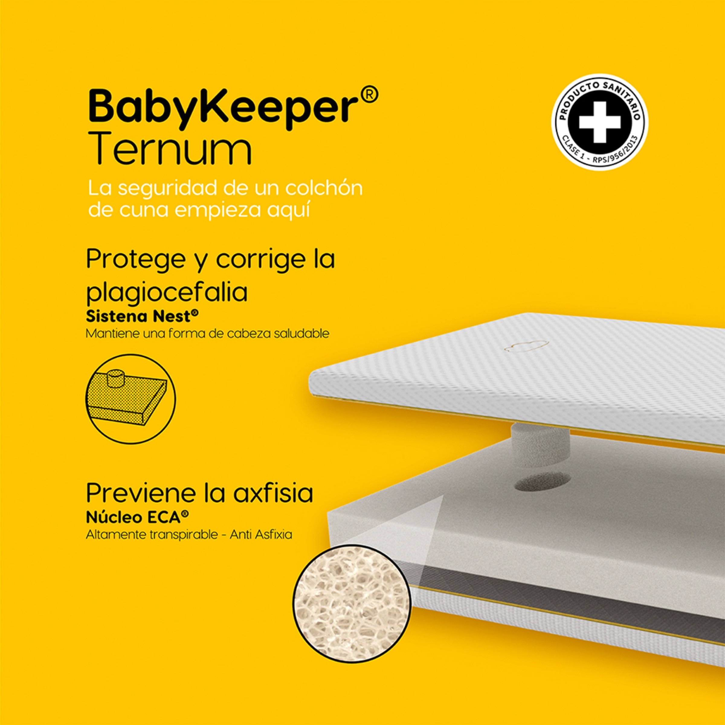 Colchón de cuna y minicuna 2 en 1 Babykeeper Ternum Blanco-3