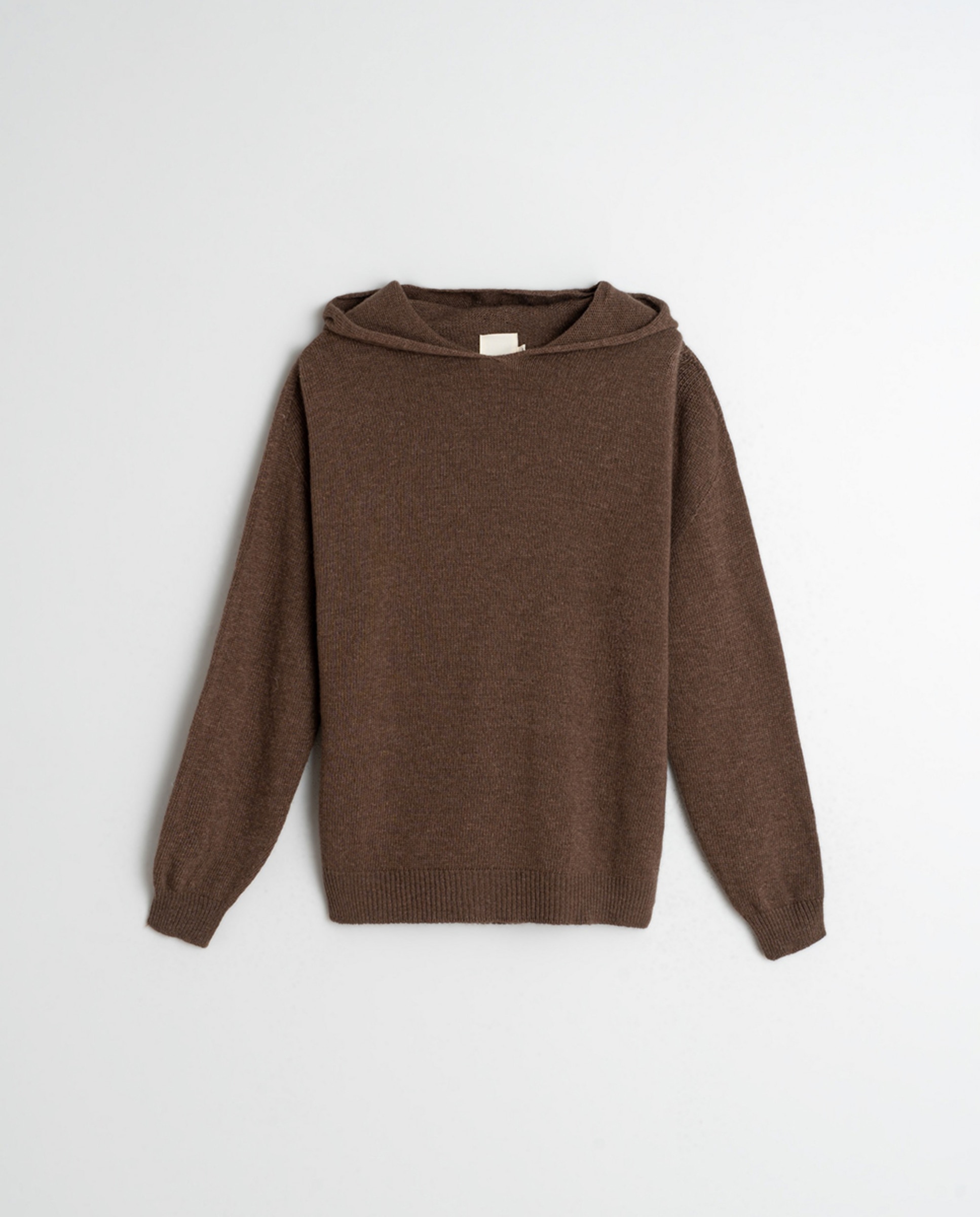 Camisola de malha com capuz e manga comprida Taupe-4