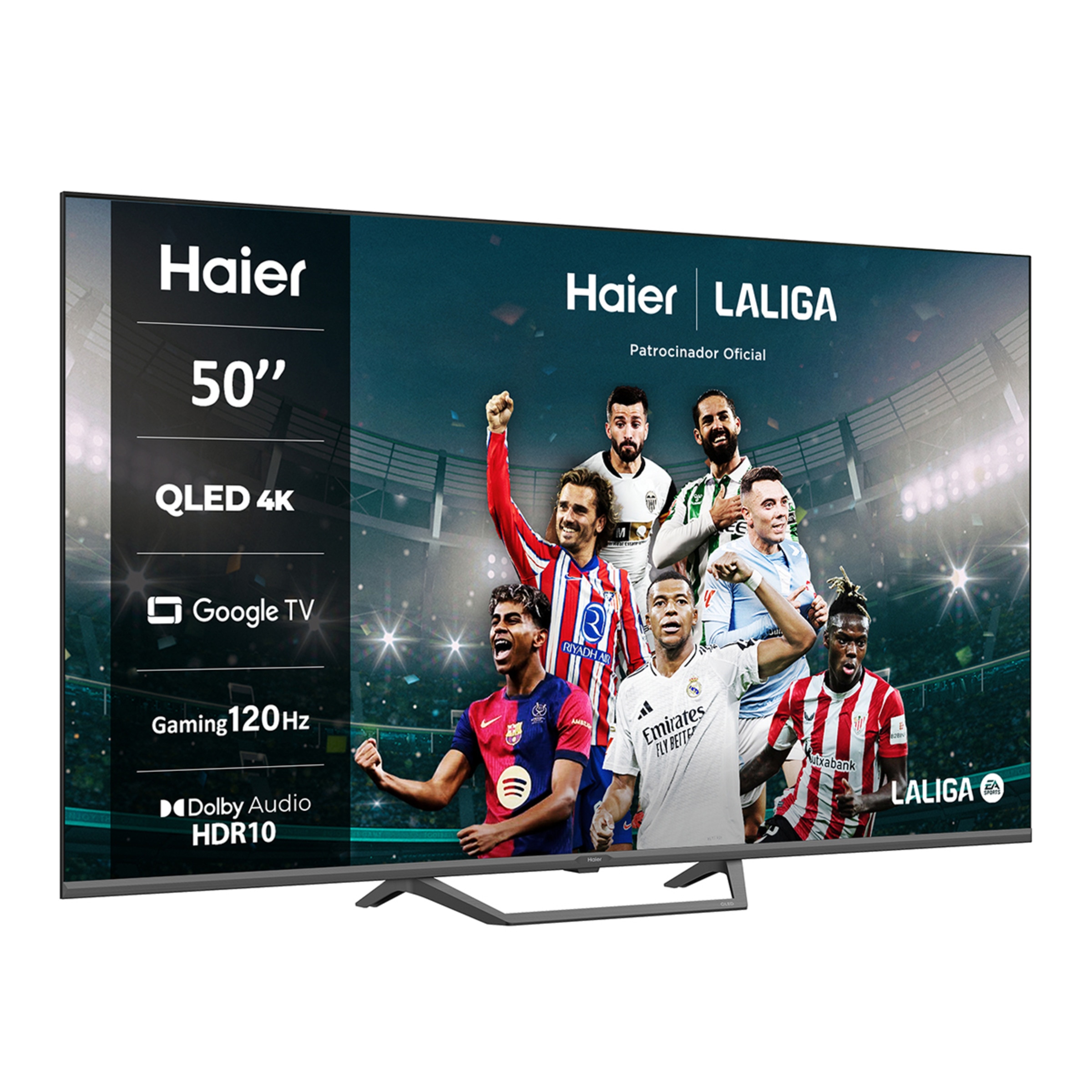 TV QLED 126 cm (50") Haier H50S80FUX UHD 4K, Peana central, Smart Google TV, HDR10, Gaming 120Hz, Dolby Audio Black-2