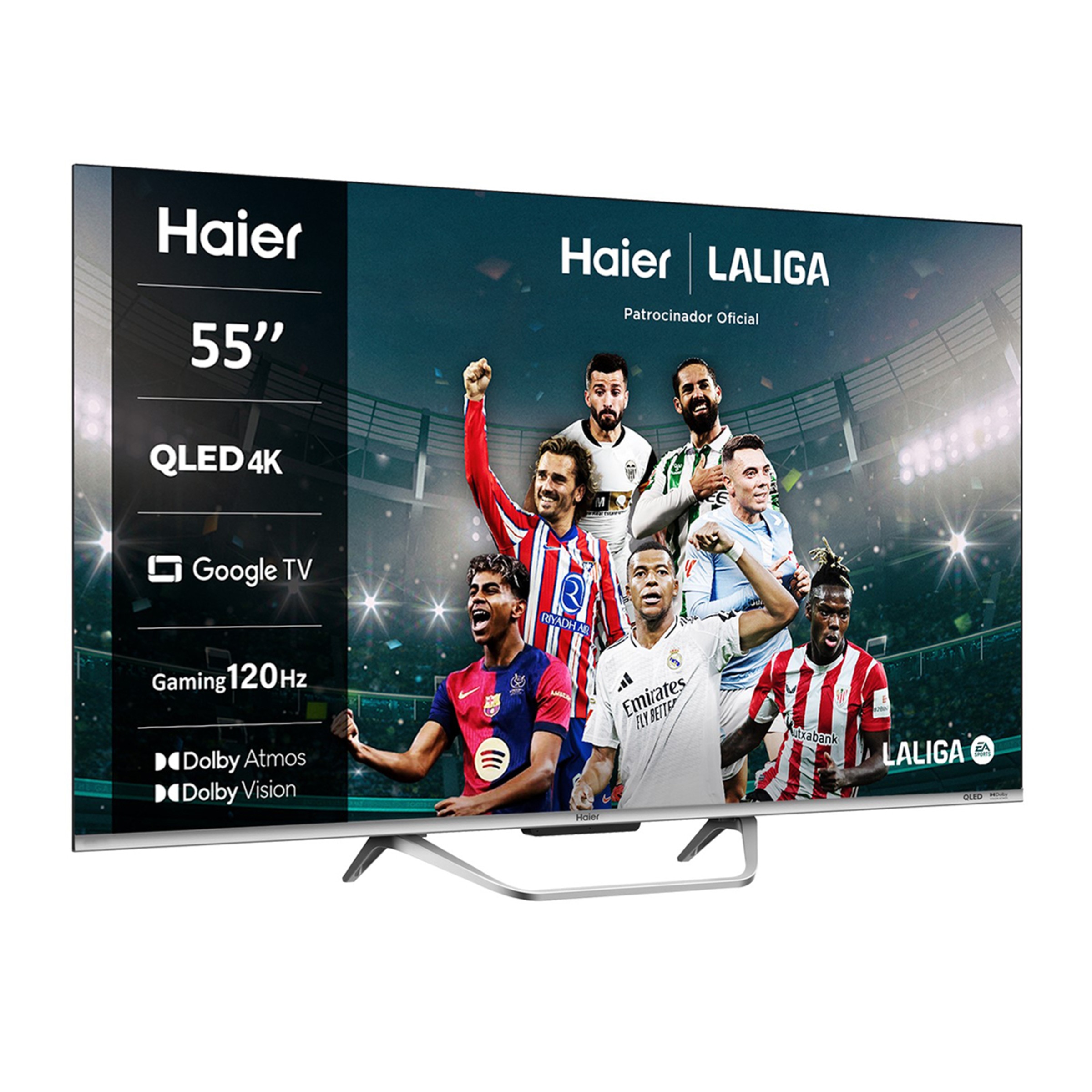 TV QLED 139 cm (55") Haier H55Q80FUX UHD 4K, Peana central, Smart Google TV, HDR10+, Dolby Atmos & Vision, Gaming 120Hz Silver-2