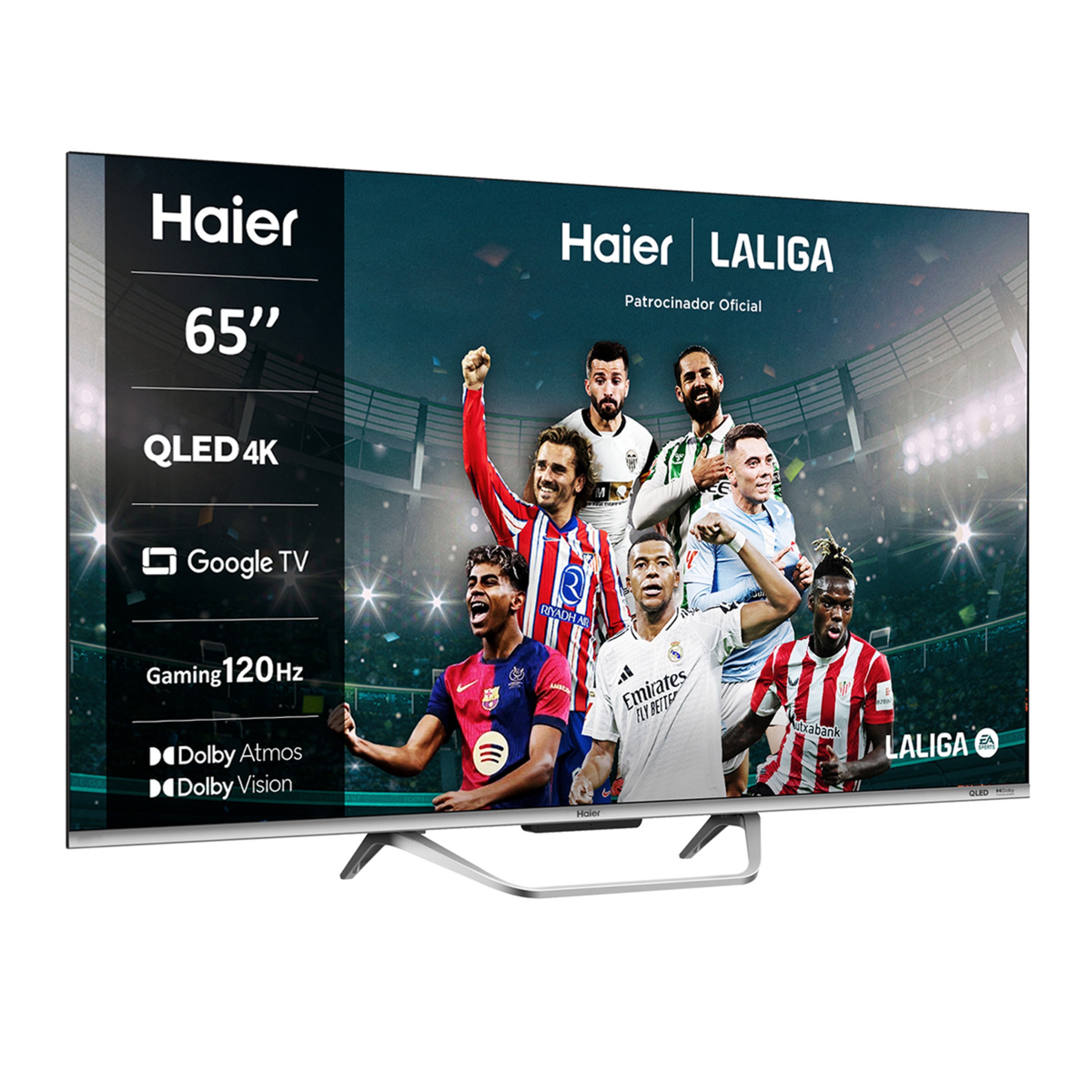 TV QLED 165 cm (65") Haier H65Q80FUX UHD 4K, Peana central, Smart Google TV, HDR10+, Dolby Atmos & Vision, Gaming 120Hz Silver-2