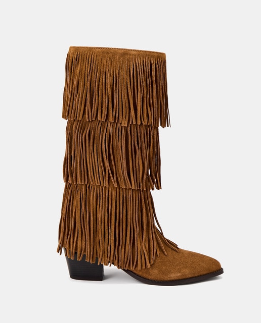 Imagem 0 de Botas Cowboy em Pele com Franjas