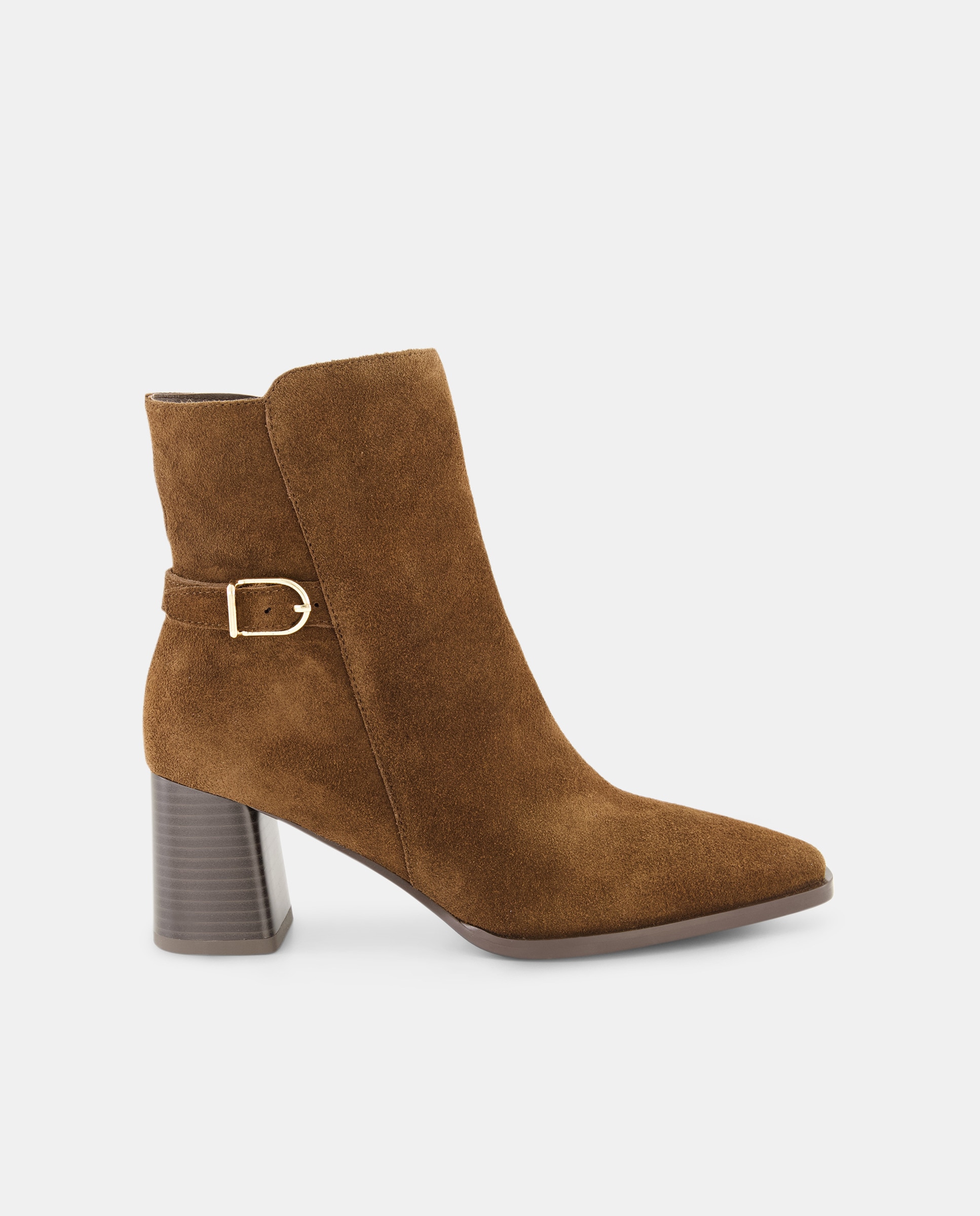 Botins de Salto com Fivela Castanho-1