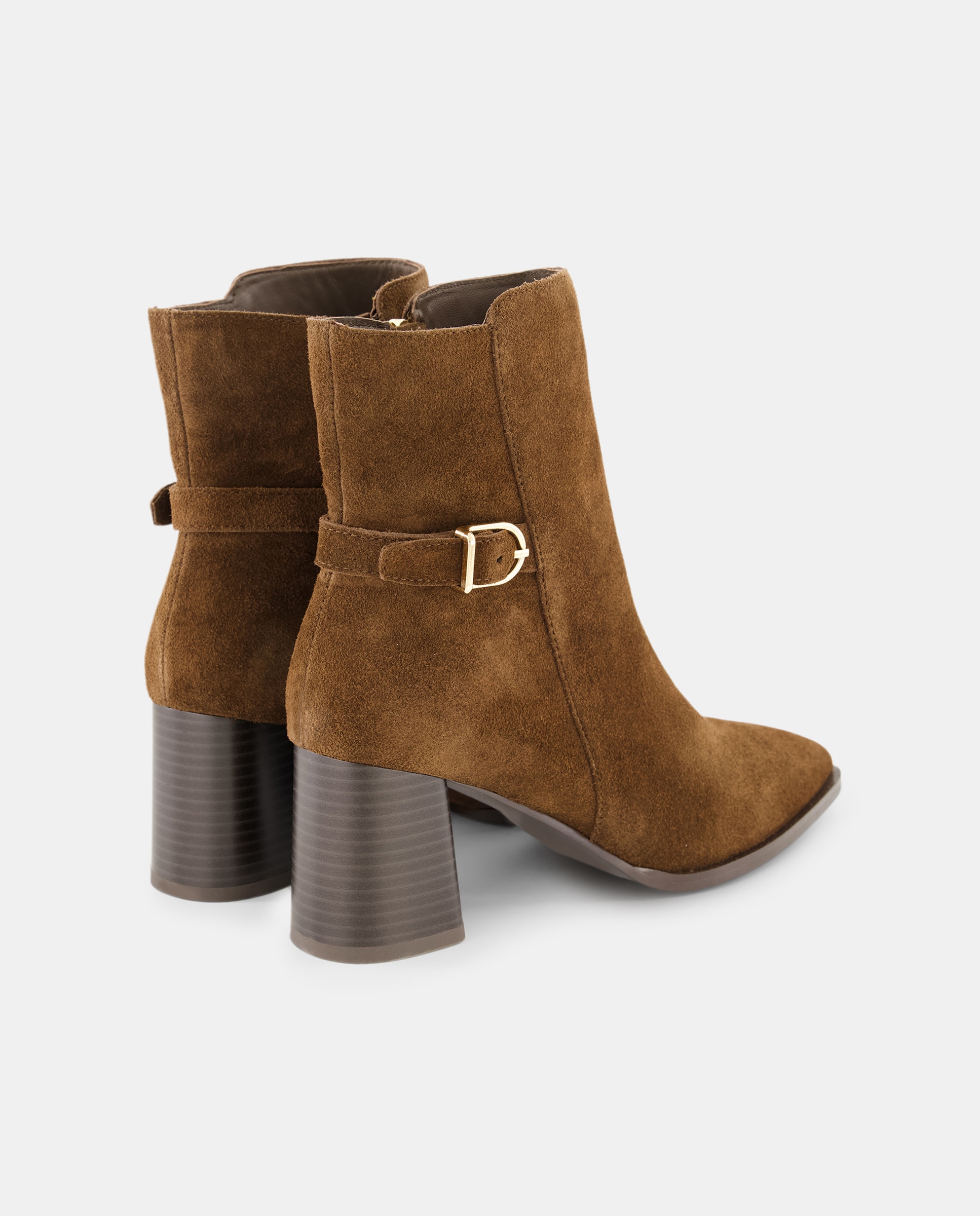 Botins de Salto com Fivela Castanho-3