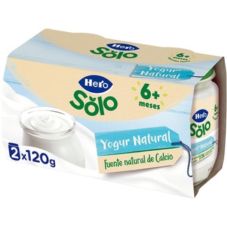 yogur natural sin gluten desde 6 meses pack 2 tarritos 120 g - Hero Solo
