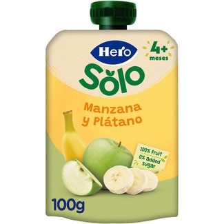 bolsita de manzana y plátano sin gluten desde 4 meses 100 g - Hero Solo