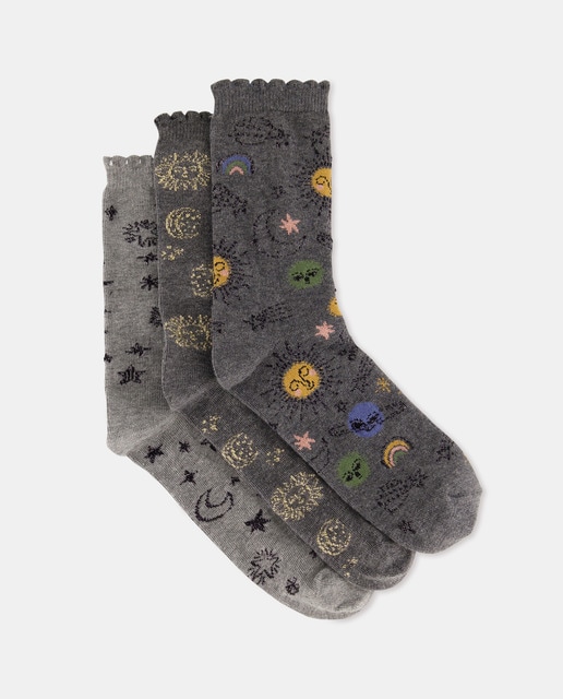 Imagem 0 de Pack de Três Pares de Meias com Estampados