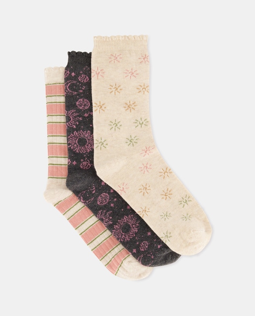 Imagem 0 de Pack de Três Pares de Meias com Estampados
