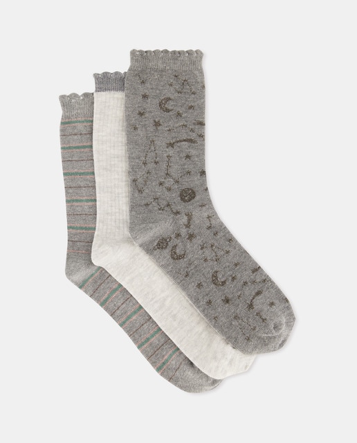 Imagem 0 de Pack de Três Pares de Meias com Estampados