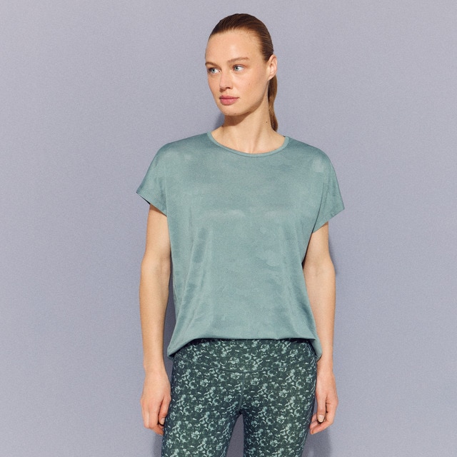 Imagem 0 de T-shirt de Training de Mulher com Jacquard e Manga Curta