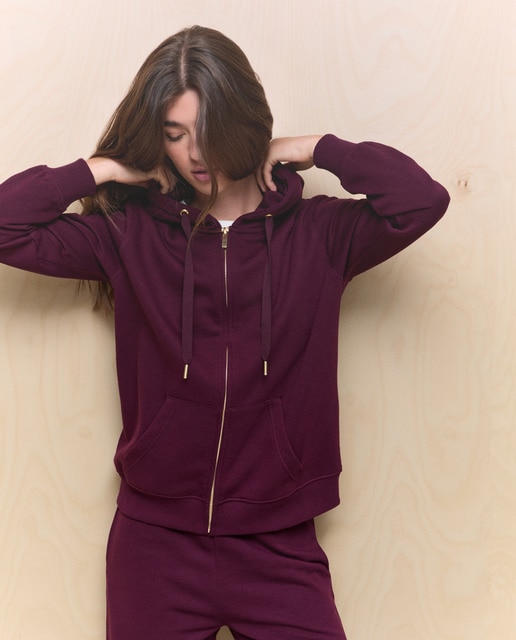 Imagem 0 de Sweatshirt de mulher com fecho de correr e capuz