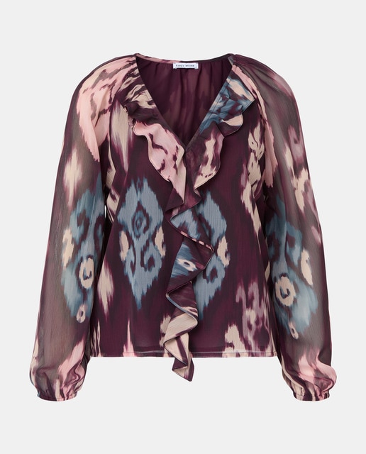 Imagem 0 de Blusa estampada com folhos