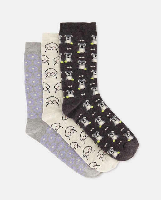 Imagem 0 de Pack de Três Pares de Meias com Estampado