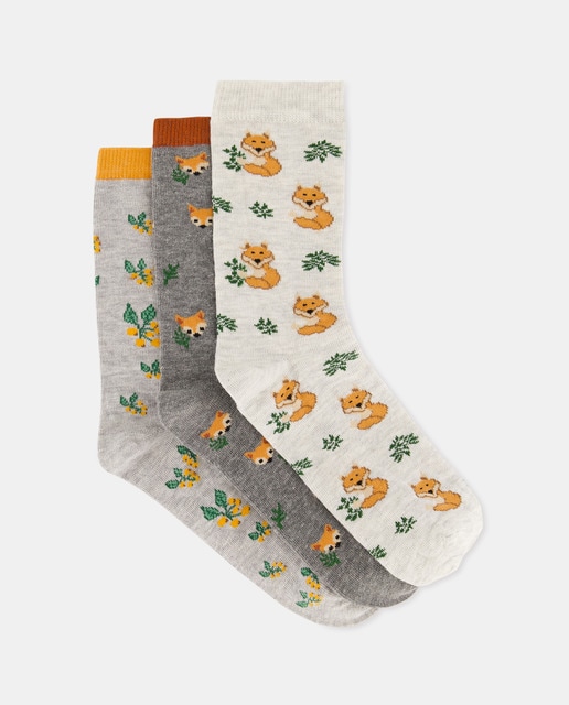 Imagem 0 de Pack de Três Pares de Meias com Estampado
