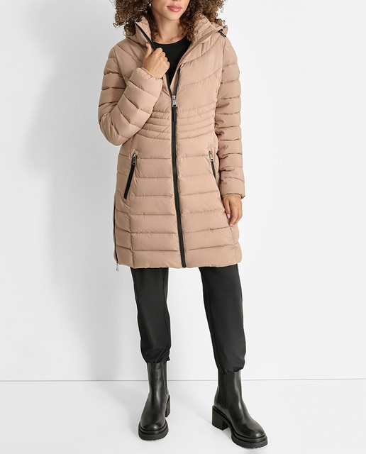 Imagen 0 de Plumífero de mujer 3/4 con capucha y mangas largas