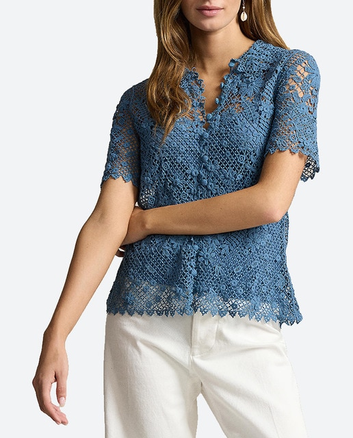 Imagen 0 de Top de mujer de algodón con encaje