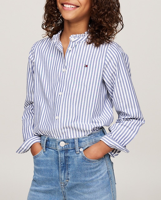 Imagen 0 de Blusa de niña de manga larga con cuello con volantes