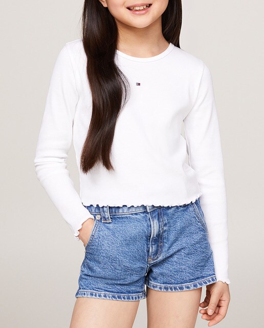 Imagen 0 de Camiseta de niña de cuello redondo y manga larga