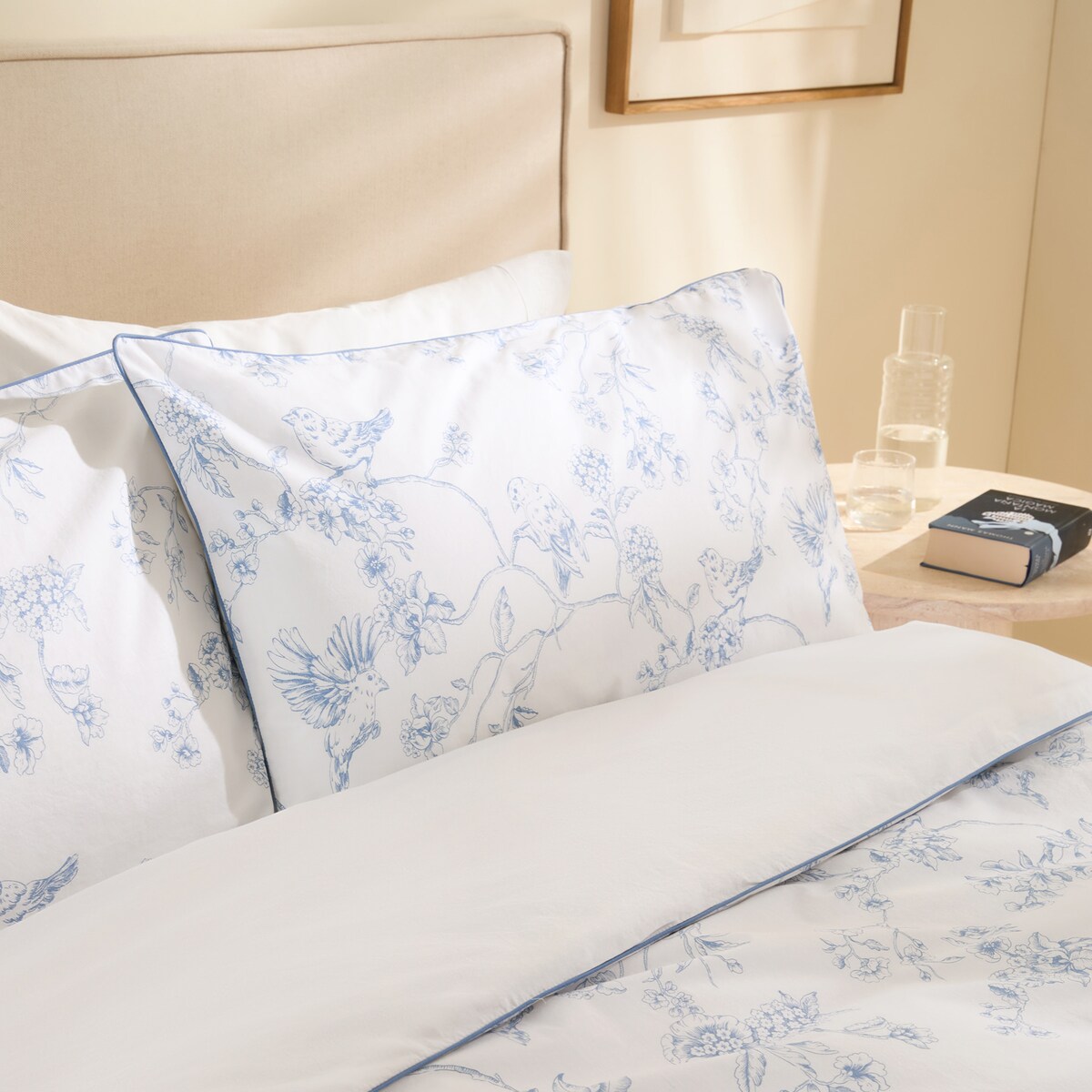 Conjunto de Capa de Edredão de Algodão Birds Azul-3