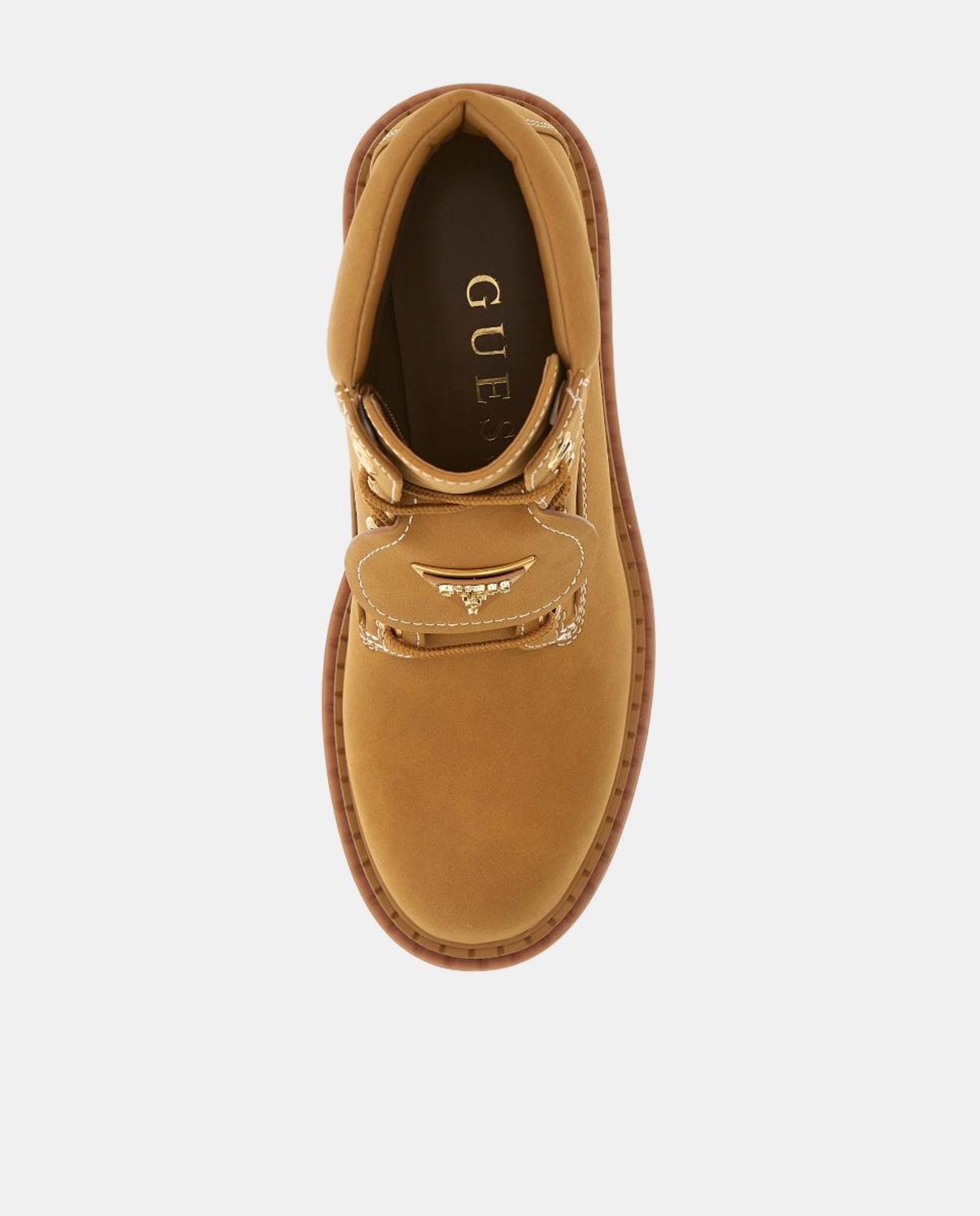 Botas Leavey com Salto Raso e Atacadores Castanho-claro-5