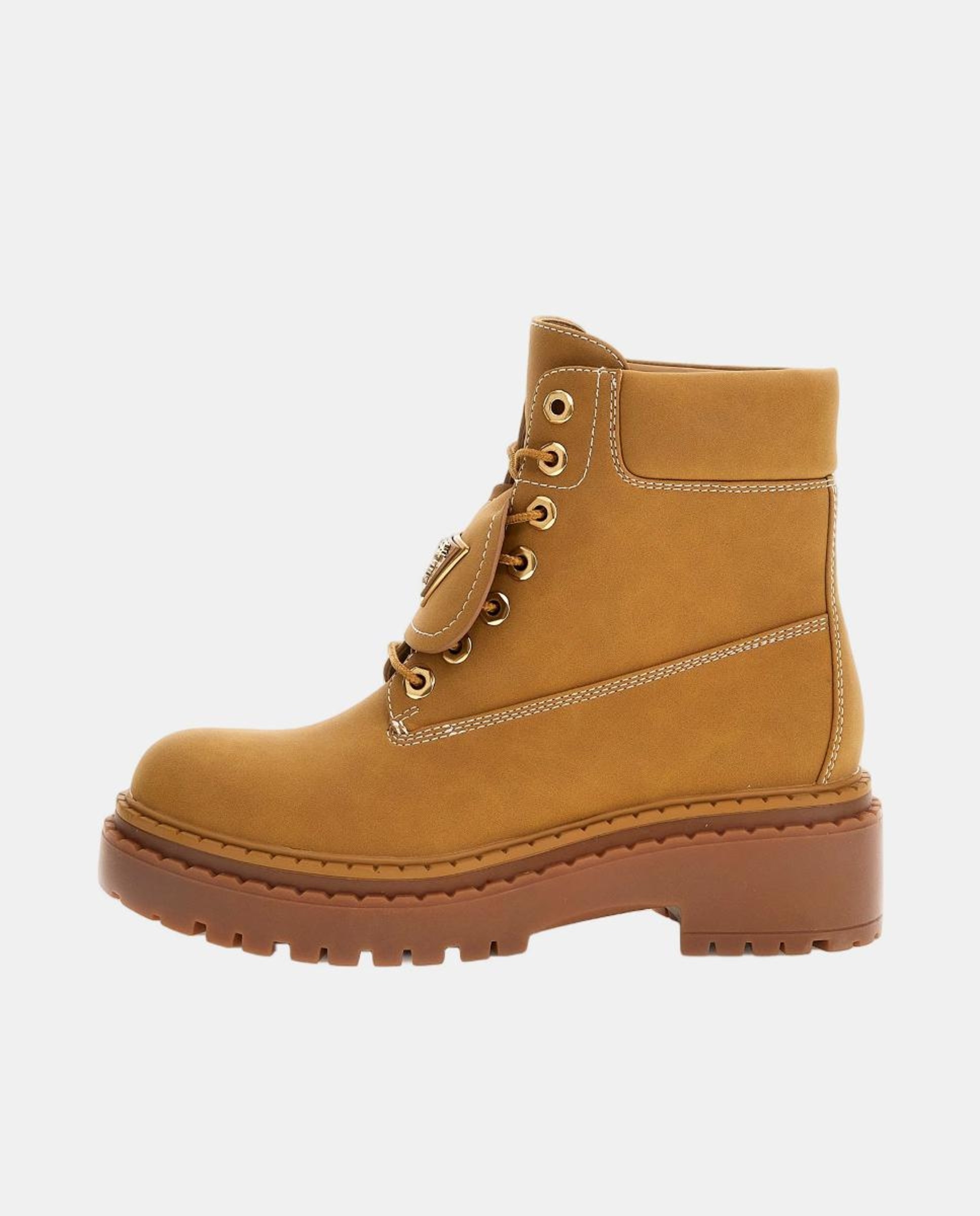 Botas Leavey com Salto Raso e Atacadores Castanho-claro-3